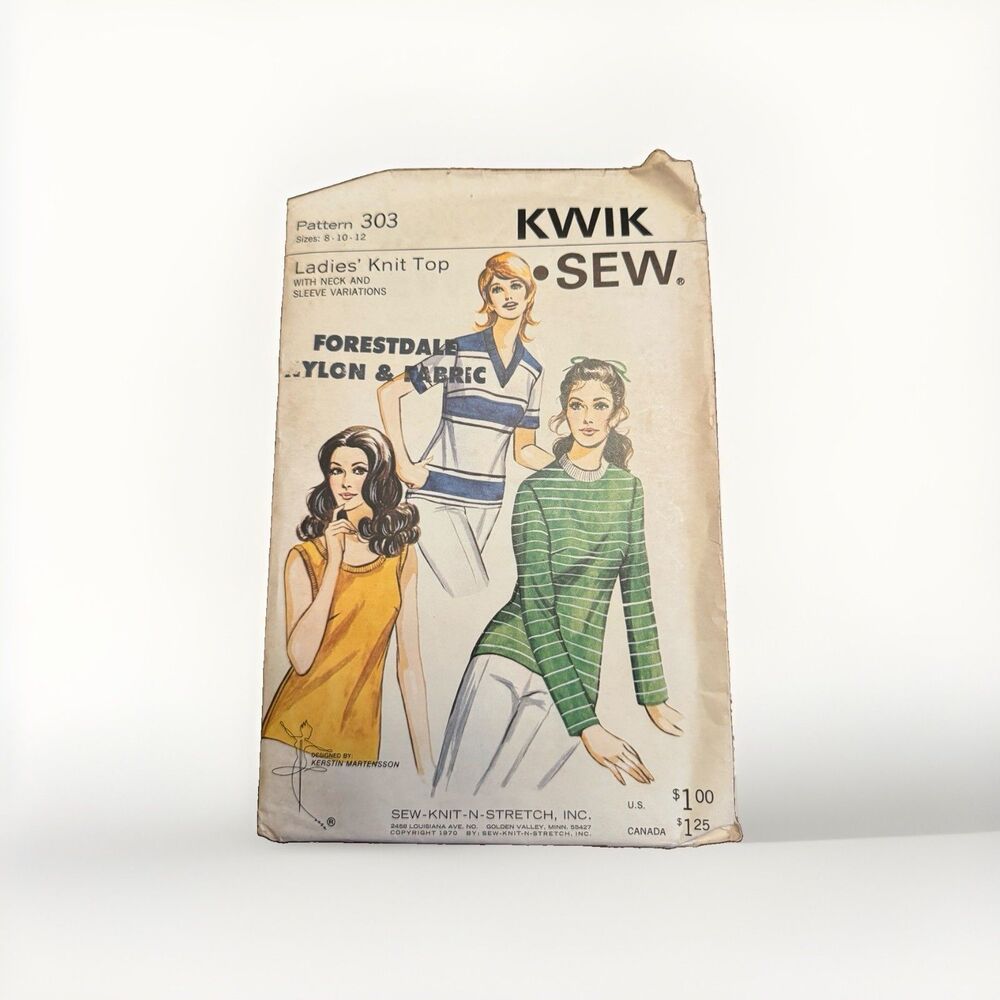 Kwik Sew 303 Ladies Knit Top Shirt Sewing Pattern Sz 8 10 12 Martensson Kerstin